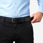 Curea Bărbați din Piele Naturală Neagră 4 cm cu Cataramă cu Ac Neagră - imagine 2