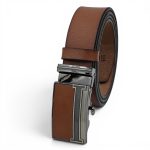Curea Automată din Piele Naturală pentru Bărbați, Maro deschis, 3,5 cm, Elegantă și Casual C007