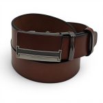 Curea Automată din Piele Naturală pentru Bărbați, Maro închis, 3,5 cm, Elegantă și Casual C007 - imagine 2