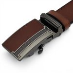 Curea Automată din Piele Naturală pentru Bărbați, Maro închis, 3,5 cm, Elegantă și Casual C007 - imagine 3