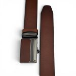 Curea Automată din Piele Naturală pentru Bărbați, Maro închis, 3,5 cm, Elegantă și Casual C007 - imagine 4