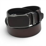 Curea Automată Bărbați din Piele Naturală Maro Închis 3.5 cm cu Sistem Tip Scăriță C008 - imagine 2