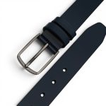 Curea Bărbătească Bleumarin din Piele Naturală Elegantă Clasică pentru Costum 3,5 cm C016 - imagine 4