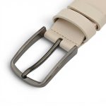 Curea Bărbătească Crem din Piele Naturală Elegantă Clasică pentru Costum 3,5 cm C016 - imagine 3