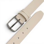 Curea Bărbătească Crem din Piele Naturală Elegantă Clasică pentru Costum 3,5 cm C016 - imagine 4