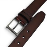 Curea Bărbătească Maro din Piele Naturală Elegantă Clasică pentru Costum 3,5 cm C017 - imagine 4