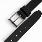Curea Bărbătească Neagră din Piele Naturală Elegantă Clasică pentru Costum 3.5 cm C017 - imagine 4