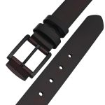 Curea Bărbătească din Piele Naturală Maro Închis pentru Blugi 4 cm C010 - imagine 4