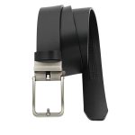 Curea bărbătească din piele naturală neagră 3,5 cm cu cataramă automată și sistem scăriță C009 - imagine 2