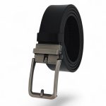 Curea bărbătească din piele naturală neagră 3,5 cm cu cataramă automată și sistem scăriță C009