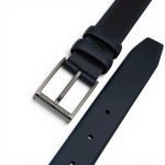 Curea bărbați bleumarin din piele naturală 3,5 cm pentru costum C015 - imagine 4