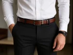 Curea bărbați din piele naturală reversibilă negru maro cu cataramă metalică Darius - imagine 8