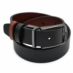 Curea bărbați din piele naturală reversibilă negru maro cu cataramă metalică Darius - imagine 3