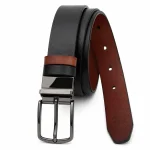 Curea bărbați din piele naturală reversibilă negru maro cu cataramă metalică Darius