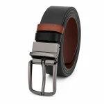 Curea bărbați din piele naturală reversibilă negru maro cu cataramă metalică Darius - imagine 6