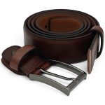 Curea bărbați maro din piele naturală 3,5 cm pentru costum C015 - imagine 7