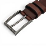Curea bărbați maro din piele naturală 3,5 cm pentru costum C015 - imagine 3