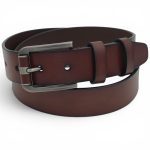Curea din Piele Naturală Bărbătească Maro 4 cm Lățime C-013 - imagine 2