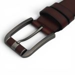 Curea din Piele Naturală Bărbătească Maro 4 cm Lățime C-013 - imagine 3