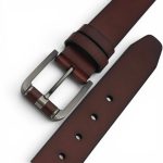 Curea din Piele Naturală Bărbătească Maro 4 cm Lățime C-013 - imagine 4