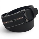Curea din piele naturală bărbați , neagră, elegantă cu închidere automată C005 - imagine 2