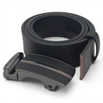 Curea din piele naturală bărbați , neagră, elegantă cu închidere automată C005 - imagine 7