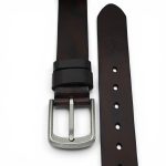 Curea piele naturala barbati casual maro închis 4 cm C002 - imagine 3