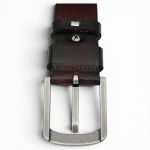 Curea piele naturala barbati casual maro închis 4 cm C002 - imagine 5
