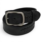 Curea piele naturala barbati casual neagră C001 - imagine 2