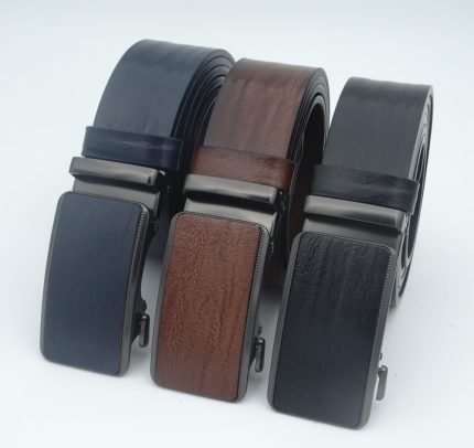 Curea Infinity din piele naturală, model striat cu cataramă automată