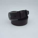 Curea din piele naturală, model cusături, cataramă cu pin - imagine 2