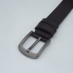 Curea din piele naturală, model cusături, cataramă cu pin - imagine 3