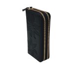 Portofel Damă din Piele Naturală Negru cu Două Fermoare și Compartiment Telefon Floral Elegant P01 - imagine 2