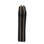 Portofel Damă din Piele Naturală Negru cu Două Fermoare și Compartiment Telefon Floral Elegant P01 - imagine 5