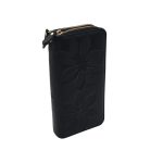 Portofel Damă din Piele Naturală Negru cu Două Fermoare și Compartiment Telefon Floral Elegant P01 - imagine 7