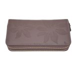 Portofel Damă din Piele Naturală Roz Pal cu Două Fermoare și Compartiment Telefon Floral Elegant P01 - imagine 7