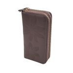Portofel Damă din Piele Naturală Roz Pal cu Două Fermoare și Compartiment Telefon Floral Elegant P01 - imagine 3