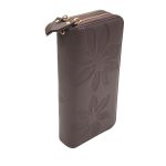 Portofel Damă din Piele Naturală Roz Pal cu Două Fermoare și Compartiment Telefon Floral Elegant P01 - imagine 2