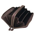 Portofel Damă din Piele Naturală Roz Pal cu Două Fermoare și Compartiment Telefon Floral Elegant P01 - imagine 6