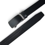 Curea bărbătească din piele naturală neagră, cataramă automată, 3,5 cm – SL26-7 - imagine 4