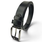 Curea damă neagră din piele naturală EVROS CD-01N, 3 cm, cataramă metalică argintie cu pin