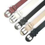Curea damă neagră din piele naturală, 2,5 cm, cataramă negru lucios cu ac – EVROS CD-02N - imagine 4