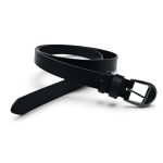 Curea damă neagră din piele naturală, 2,5 cm, cataramă negru lucios cu ac – EVROS CD-02N - imagine 2