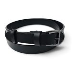 Curea damă neagră din piele naturală EVROS CD-02N, lățime 2,5 cm, cataramă negru lucios cu ac