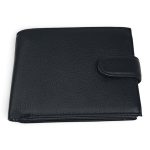 Portofel bărbați negru din piele naturală EVROS PB-005-13, cu închidere cu capsă, 13 × 10 cm