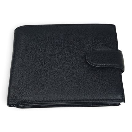 Portofel bărbați negru din piele naturală EVROS PB-005-13, cu închidere cu capsă, 13 × 10 cm
