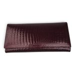 Portofel damă vișiniu din piele naturală lăcuită EVROS PD-AE501-1, 19 × 10 cm