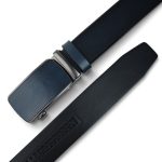 Curea bărbați bleumarin din piele naturală, 3,5 cm – EVROS SL26-7 - imagine 4