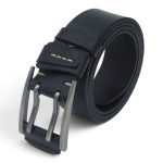 Curea bărbătească din piele naturală cu dublu pin, negru, 4 cm – EVROS CRDE-0561