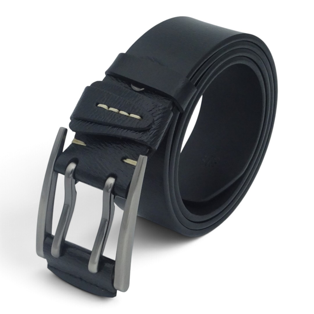 Curea bărbați EVROS CRDE-0561 negru 4 cm Curea bărbătească din piele naturală cu dublu pin, negru, 4 cm – EVROS CRDE-0561